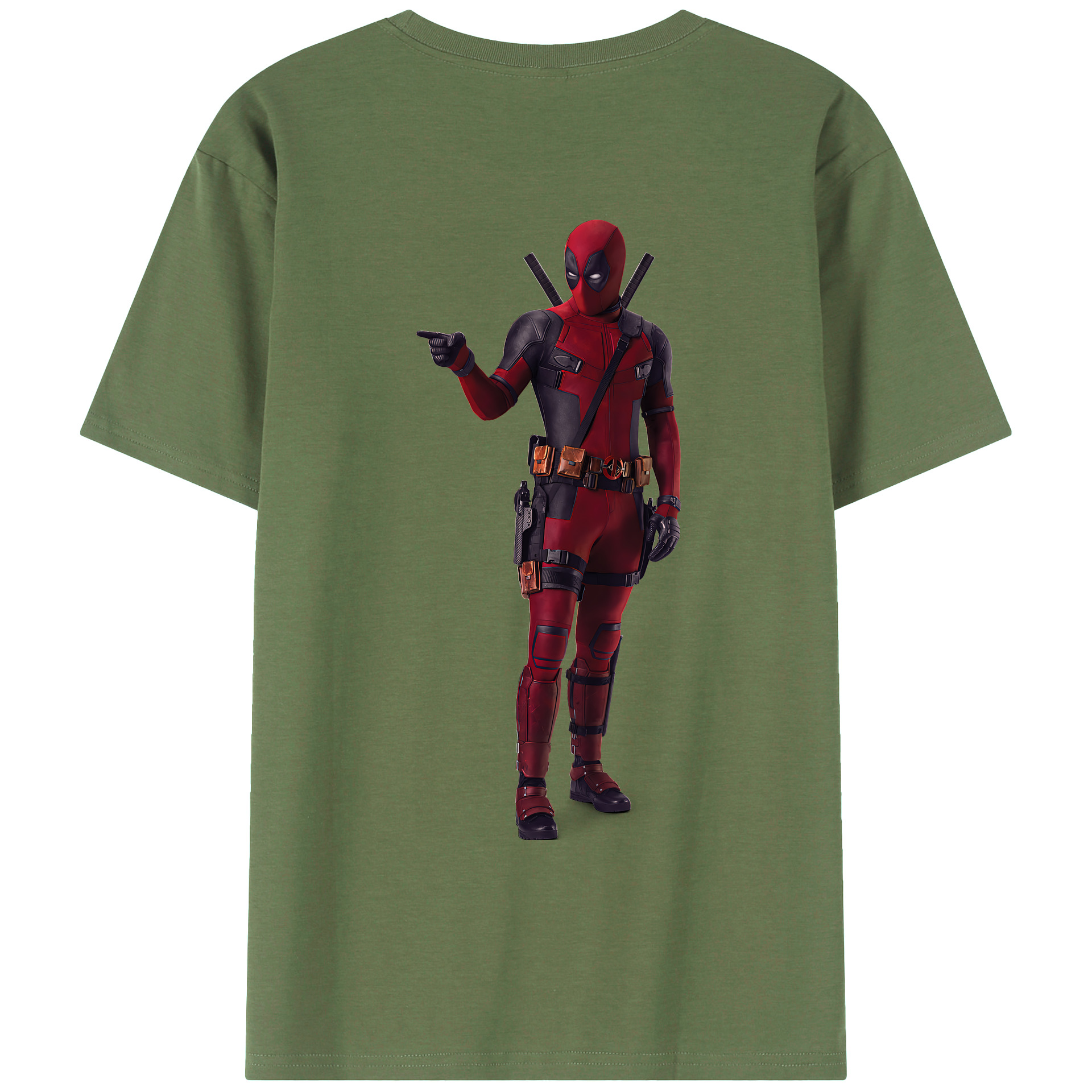 （画像用） Deadpool デッドプール 綿100％ メンズ半袖Tシャツ（バックプリント） 通気性